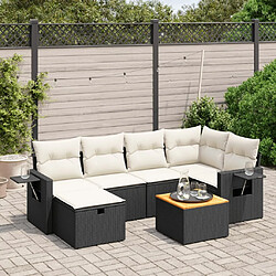 Maison Chic Ensemble Tables et chaises d'extérieur 7pcs avec coussins,Salon de jardin noir résine tressée -GKD429840