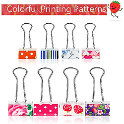 Universal Fong 48 pièces Clips de liant coloré Clips en papier 2 tailles Impression mignonne en métal pliant Clip de créateur Clips de liant avec boîte pour le bureau, l'école et hom