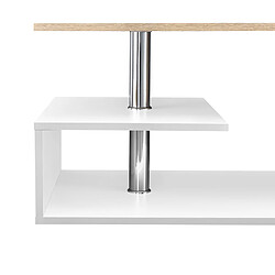 Acheter Helloshop26 Table basse de salon avec étagère rangement en MDF 90 cm blanc et chêne 03_0004157