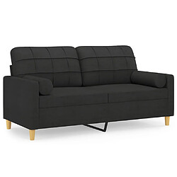 vidaXL Canapé 2 places avec oreillers décoratifs noir 140 cm tissu