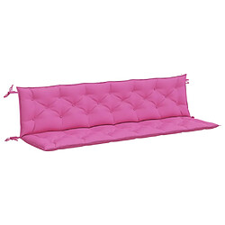 vidaXL Coussins de banc de jardin lot de 2 rose 200x50x7 cm tissu