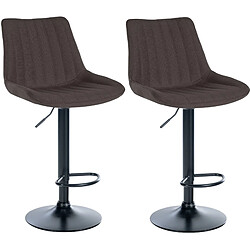 Decoshop26 Lot de 2 tabourets de bar réglable en hauteur pivotant à 360° assise en tissu taupe couture verticale pied métal noir 10_0004437