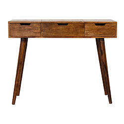 Artisan Furniture Table miroir pliable en bois massif noyer avec 3 tiroirs, design gain de place