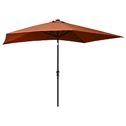 Avis Helloshop26 Parasol avec led et mât en acier terre cuite 2 x 3 m 02_0008072