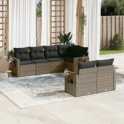 Maison Chic Salon de jardin avec coussins 7 pcs, Ensemble Tables et chaises de jardin, gris résine tressée -GKD635864