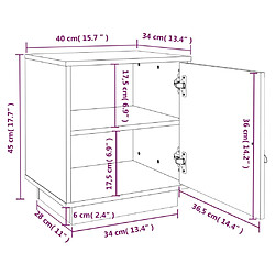 vidaXL Tables de chevet 2 pcs Noir 40x34x45 cm Bois de pin massif pas cher