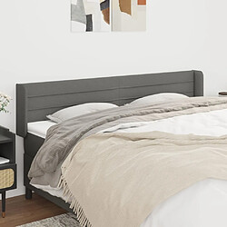 Maison Chic Tête de lit scandinave avec oreilles,meuble de chambre Gris foncé 163x16x78/88 cm Tissu -MN12162