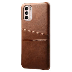 Coque en TPU + PU KSQ avec porte-cartes marron pour votre Motorola Moto G41/G31