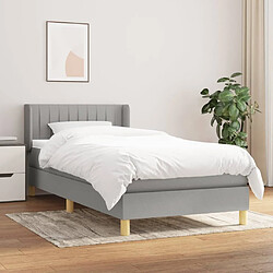 Maison Chic Structures de lit + matelas,Lit à sommier tapissier avec matelas Gris clair 80x200 cm Tissu -MN58564