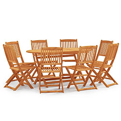 Maison Chic Mobilier à dîner pliable 9 pcs de jardin - Ensemble table et chaises d'extérieur - Salon/Mobilier de jardin classique Bois d'eucalyptus -MN30038