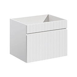 Avis Vente-Unique Meuble sous vasque suspendu strié blanc - 60 cm - SATARA