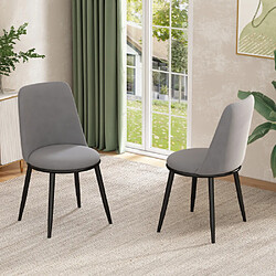 Avis ComfortXL Chaise De Salle À Manger En Velours, Lot De 2, Dossier Rond, Gris