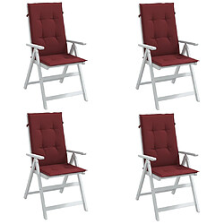 vidaXL Coussins de chaise dossier haut lot de 4 rouge bordeaux mélangé