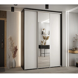 Abiks Meble Armoire à portes coulissantes Davos 3 235.2 x 180 x 45 3 portes coulissante (Noir/Blanc/Argent