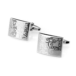 1Paire Bouton de Manchette Homme Mode Elégant Rectangle Couleur d'Argent