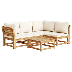 vidaXL Salon de jardin avec coussins 5 pcs Bois d'acacia solide