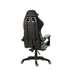 Acheter Decoshop26 Fauteuil de bureau repose-pieds télescopique design sportif gamer en PVC noir / vert et plastique 10_0002508