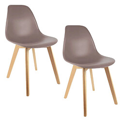 Toilinux 2 Chaises design scandinave à coque Holga - Taupe