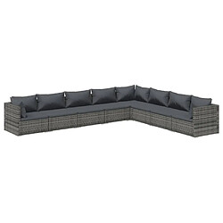 vidaXL Salon de jardin 8 pcs avec coussins Résine tressée Gris