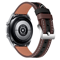 Bracelet en cuir véritable épissage de couleur (20mm), marron noir pour votre Garmin Forerunner 645/Forerunner 645 Music