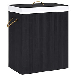 vidaXL Panier à linge avec 2 sections bambou noir 100 L