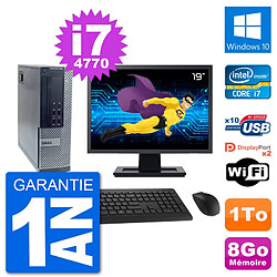 PC Dell 7020 SFF Ecran 19" Intel i7-4770 RAM 8Go Disque Dur 1To Windows 10 Wifi - Occasion