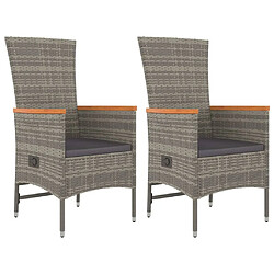 Maison Chic Lot de 2 Chaises Relax de jardin inclinables coussins Gris Résine tressée -GKD67328