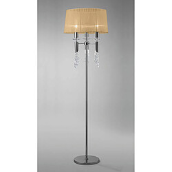 Luminaire Center Lampadaire Tiffany 3+3 Ampoules E27+G9, chrome poli avec Abat jour bronze & cristal transaparent