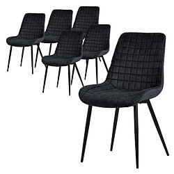 ML-Design Lot de 6 Chaises de Salle à Manger, Noir, Assise en Velours avec Pieds Métalliques Noirs