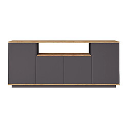 Vente-Unique Buffet avec 4 portes et 1 étagère - Anthracite et naturel - LOTULA