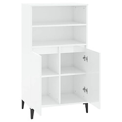 Avis vidaXL Buffet haut Blanc brillant 60x36x110 cm Bois d'ingénierie