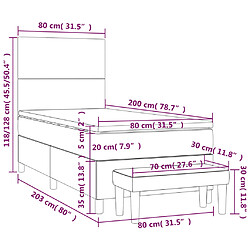 vidaXL Sommier à lattes de lit et matelas Bleu foncé 80x200 cm Velours pas cher