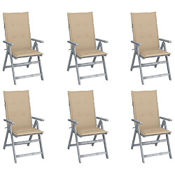 vidaXL Chaises inclinables de jardin lot de 6 et coussins Bois acacia