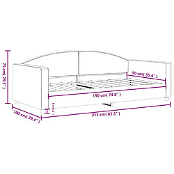 vidaXL Lit de repos sans matelas gris foncé 90x190 cm tissu pas cher