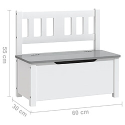 vidaXL Banc de rangement pour enfants Blanc et gris 60x30x55 cm MDF pas cher