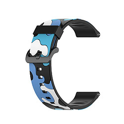 Bracelet en silicone motif de camouflage pour votre Haylou Solar LS05 - bleu camouflage