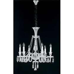 Fan Europe Chandelier sans abats jours Louvre 6 ampoules Verre Chrome