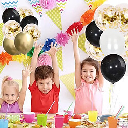 Avis Euro Mega Kit Arche Guirlande Ballons Noir Or avec Ballons Latex Confettis d'Or Noir Blanc Fête Anniversaire Mariage