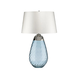 Avis Elstead Lighting Lampe de table Lena Verre Verre teinté bleu / Abat-jour blanc cassé