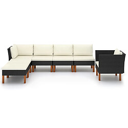 Maison Chic Salon de jardin 7 pcs - Table et chaises d'extérieur - Mobilier/Meubles de jardin Moderne Résine tressée et bois d'eucalyptus Noir -MN33940