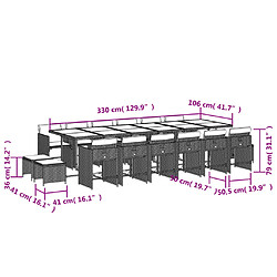 Acheter vidaXL Ensemble à manger de jardin et coussins 17 pcs mélange beige