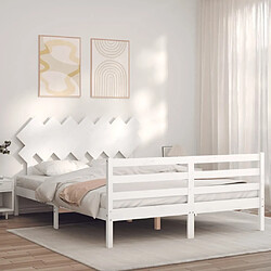 Avis Maison Chic Lit adulte - Cadre Structure de lit avec tête de lit Contemporain blanc King Size bois massif -MN42695