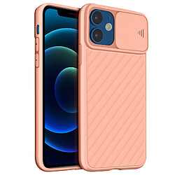 Avizar Coque iPhone 12 Mini Protection Finition striée Cache caméra coulissant rose