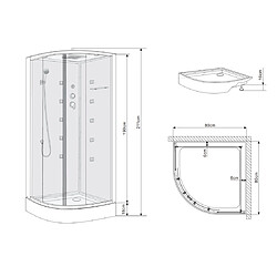 Avis Kiamami Valentina CABINE BOX DE DOUCHE HYDROMASSAGE 80x80 SEMI-CIRCULAIRE | COSMO