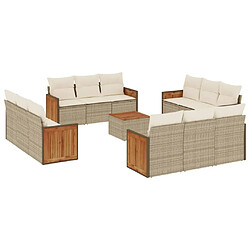 vidaXL Salon de jardin avec coussins 13 pcs beige résine tressée