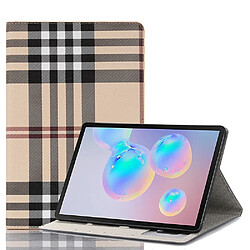 Wewoo Housse Coque Pour Galaxy Tab S6 Etui à rabat horizontal en cuir avec texture à carreaux T860 / T865 supportemplacements de cartes et porte-monnaie Blanc