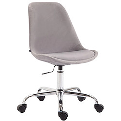 Decoshop26 Chaise de bureau sur roulettes en tissu velours gris BUR10352