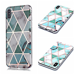 Coque en TPU motif marbre or rose imd blanc/cyan pour votre Apple iPhone XS/X 5.8 pouces