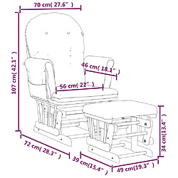 vidaXL Chaise berçante avec repose-pied Marron Tissu pas cher