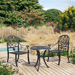 Maison Chic Table de bistro et chaises d'extérieur 3 pcs,Ensemble de bistro de jardin pour relax Aluminium coulé Noir -GKD326662